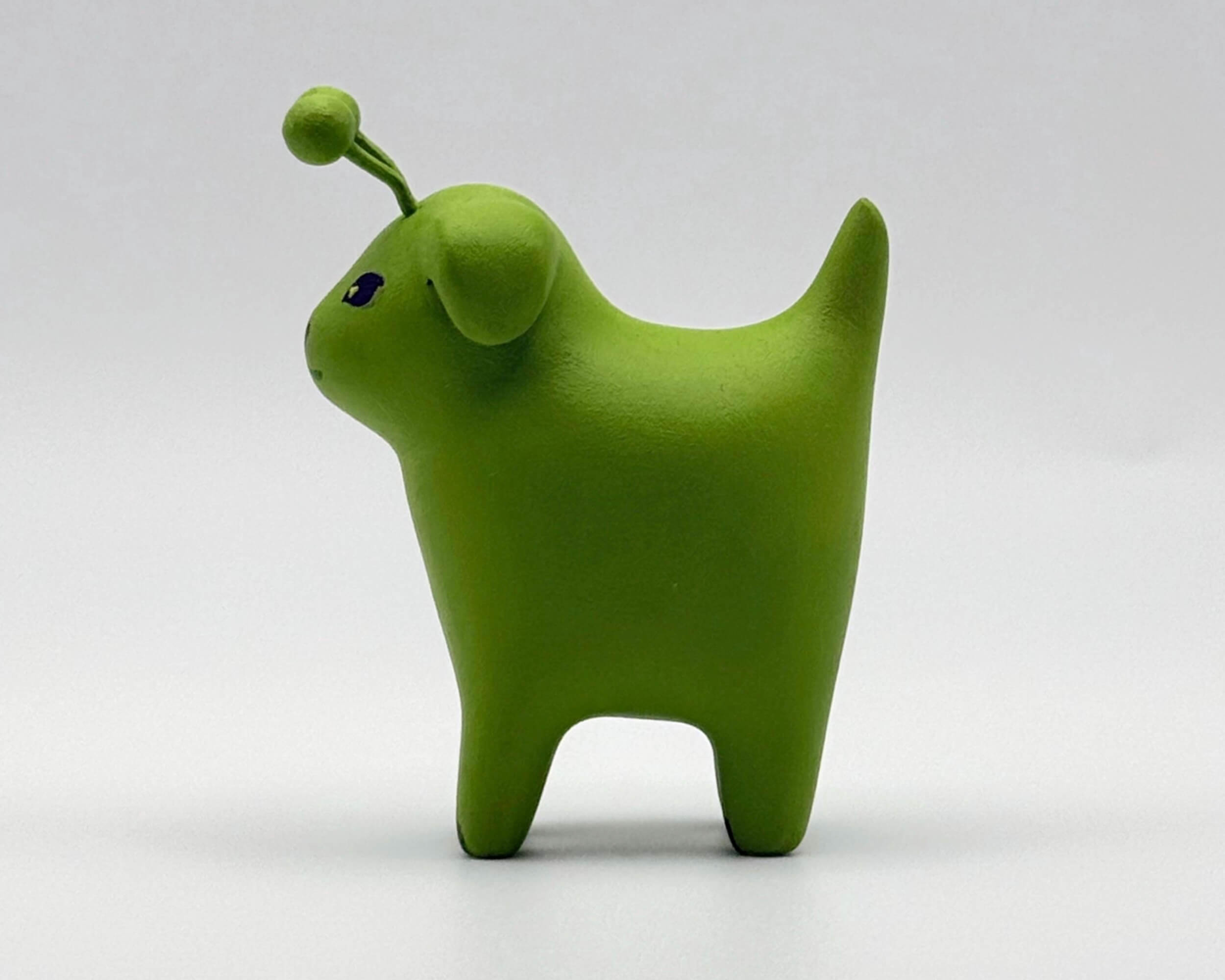 Handmade Alien Gog Dog Miniature – Polymer Clay Extraterrestrial Pet Figurine