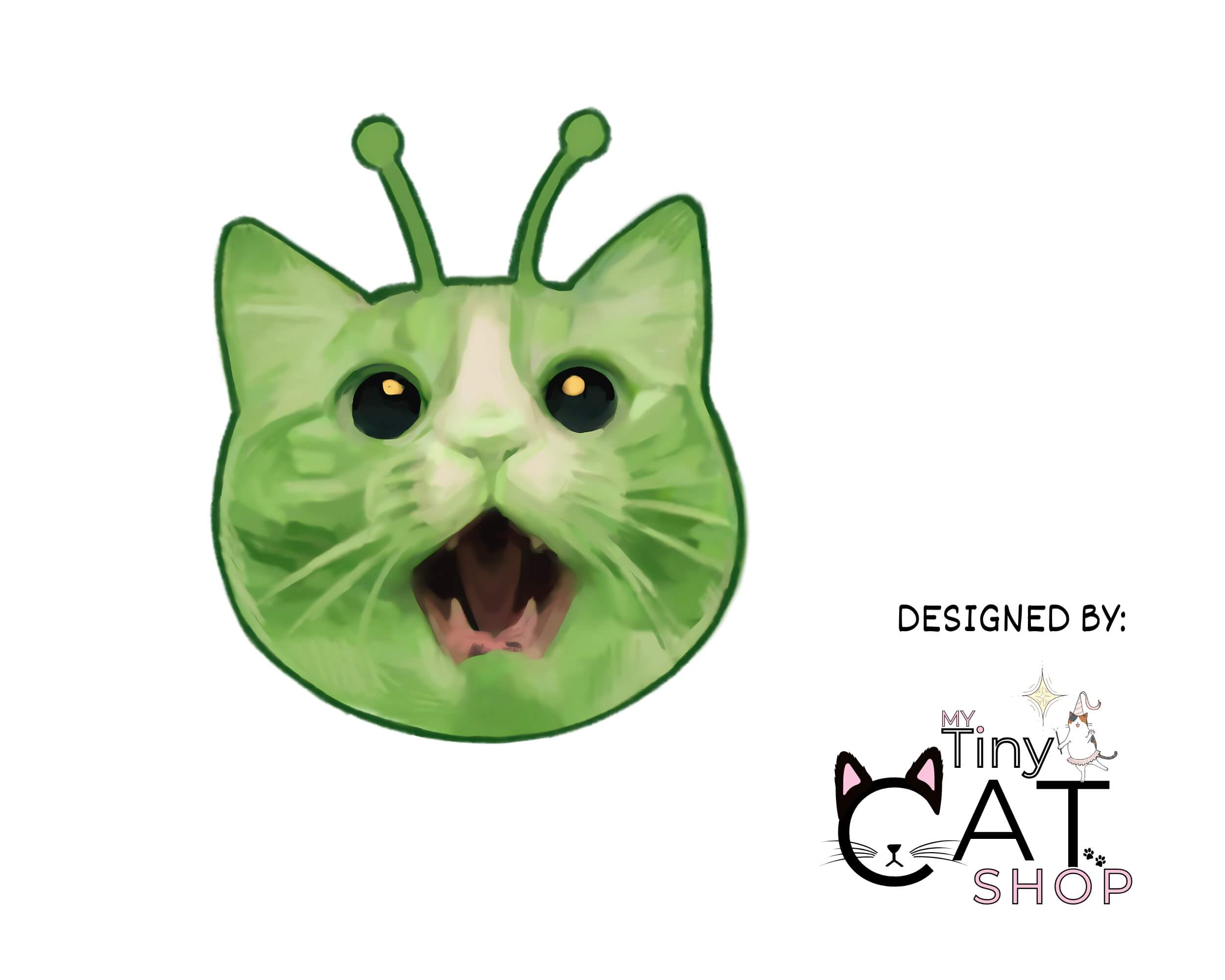 Glorp Alien Cat Vinyl Decal – Hand-Drawn Alien Kitty Sticker for Laptops, Water Bottles & More