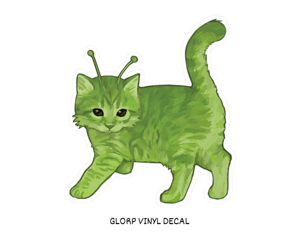 Glorp Kitten Vinyl Decal – Hand-Drawn Alien Kitten Sticker for Laptops, Water Bottles & More