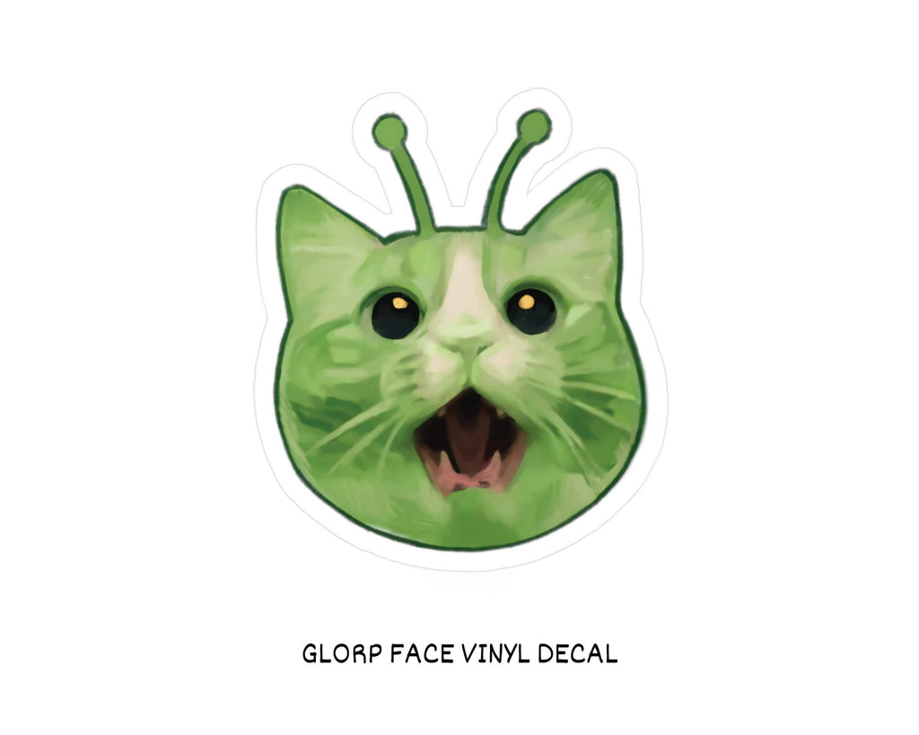 Glorp Alien Cat Vinyl Decal – Hand-Drawn Alien Kitty Sticker for Laptops, Water Bottles & More