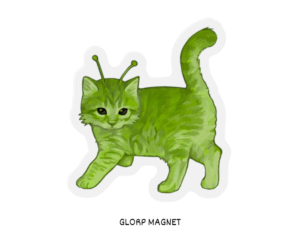 Glorp Kitten Magnet – Hand-Drawn Alien Kitten Die-Cut Magnet for Fridges, Lockers & More