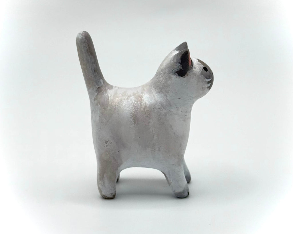 Elegant Handmade Siamese Cat Miniature – Polymer Clay Figurine Collectible for Home Decor