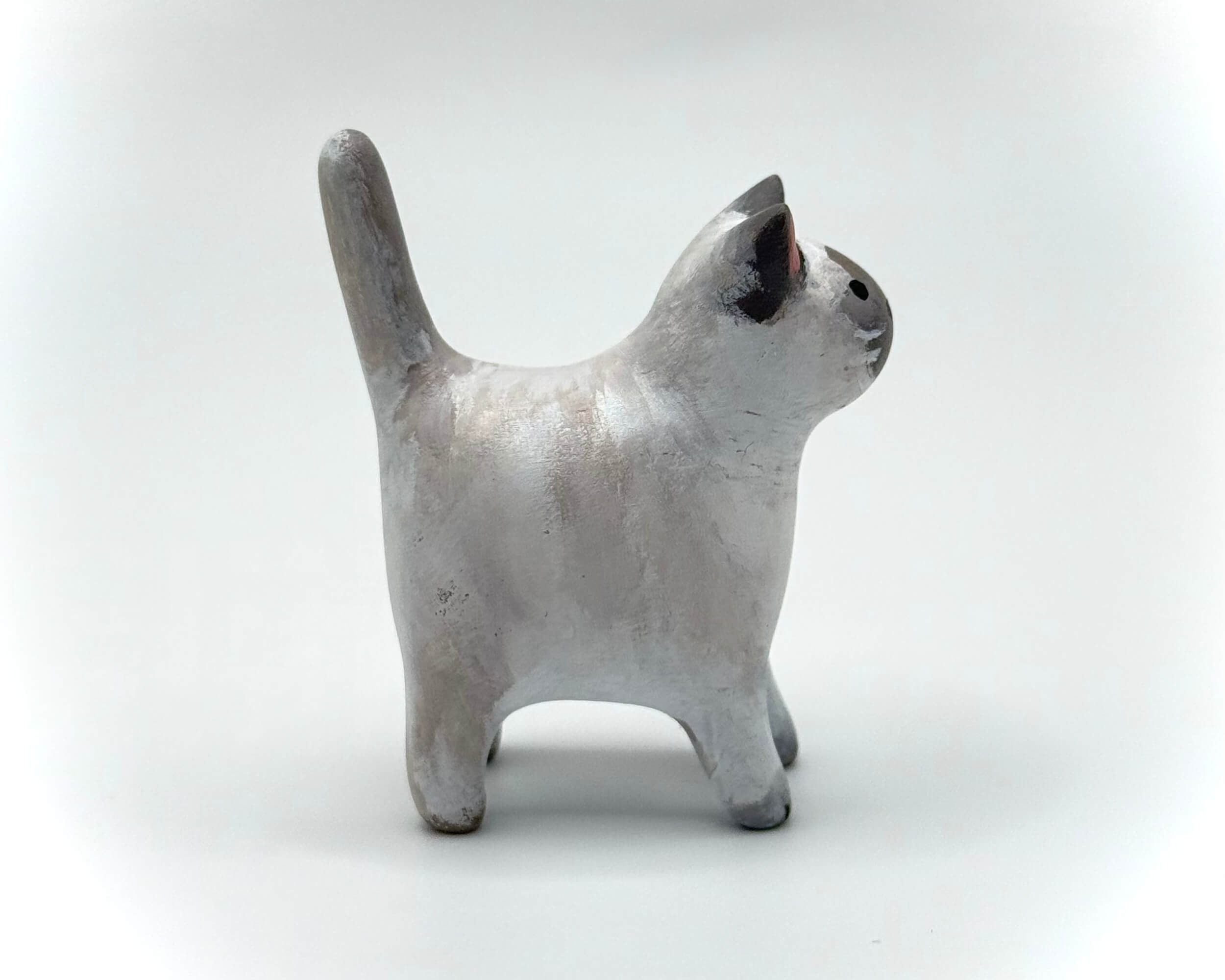 Elegant Handmade Siamese Cat Miniature – Polymer Clay Figurine Collectible for Home Decor