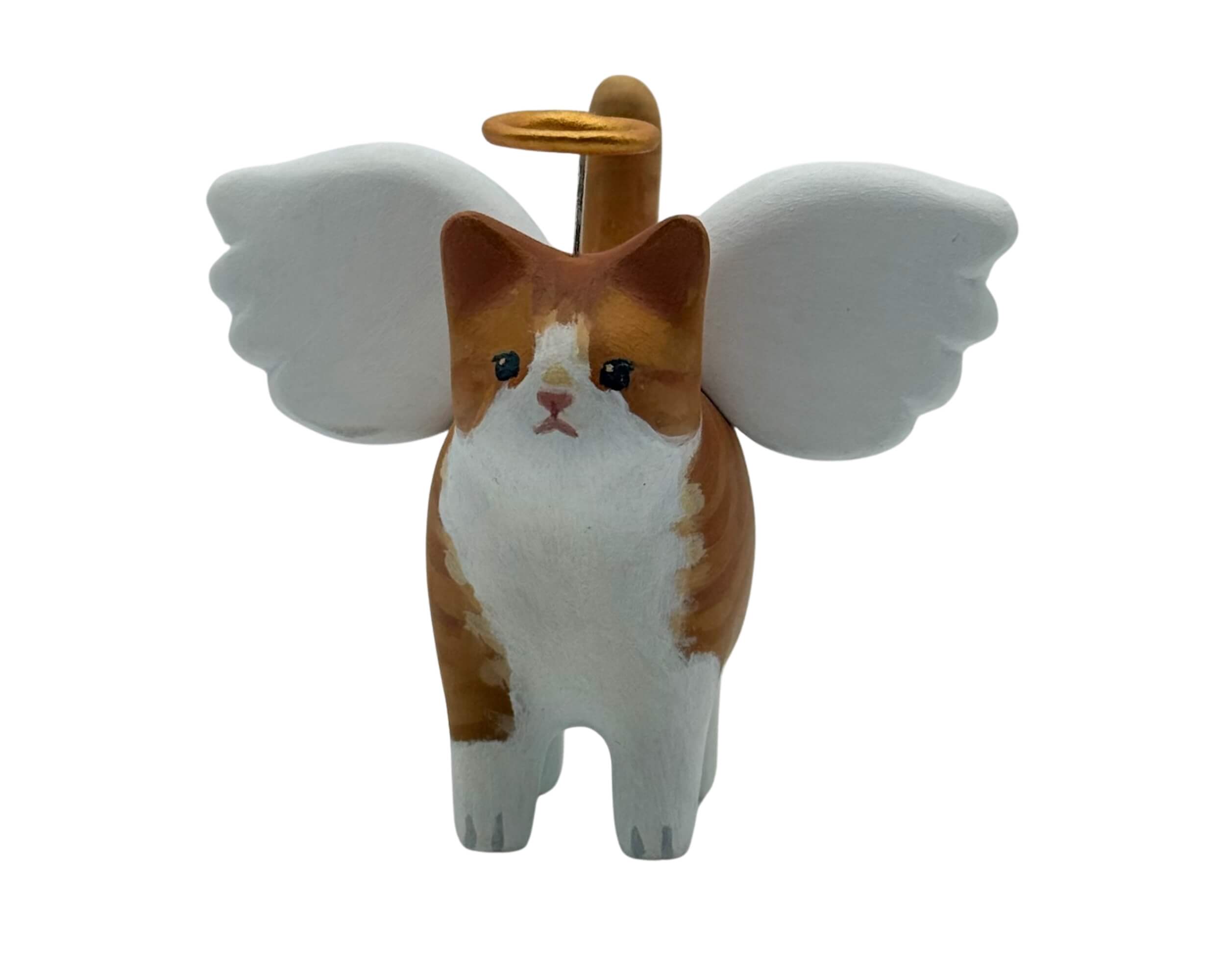 Custom Cat Angel Memorial Sculpture – Personalized Pet Tribute | Hand-Painted Clay Cat Keepsake
