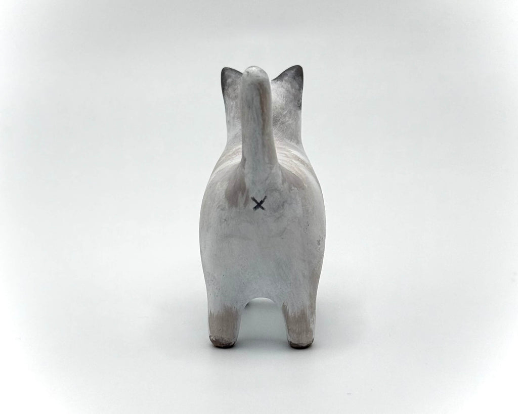 Elegant Handmade Siamese Cat Miniature – Polymer Clay Figurine Collectible for Home Decor