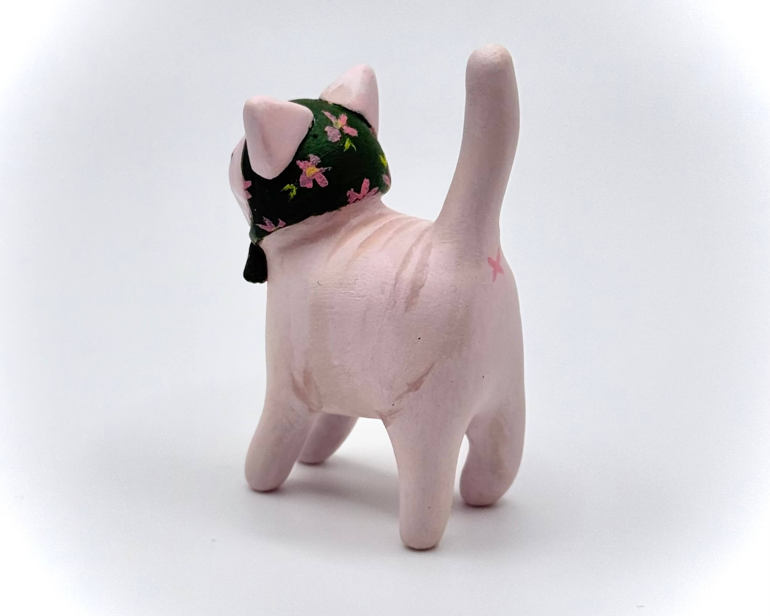 Hand Painted Sphinx Cat Miniature – Polymer Clay Hairless Cat Figurine Collectible Decor