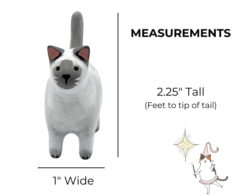 Elegant Handmade Siamese Cat Miniature – Polymer Clay Figurine Collectible for Home Decor