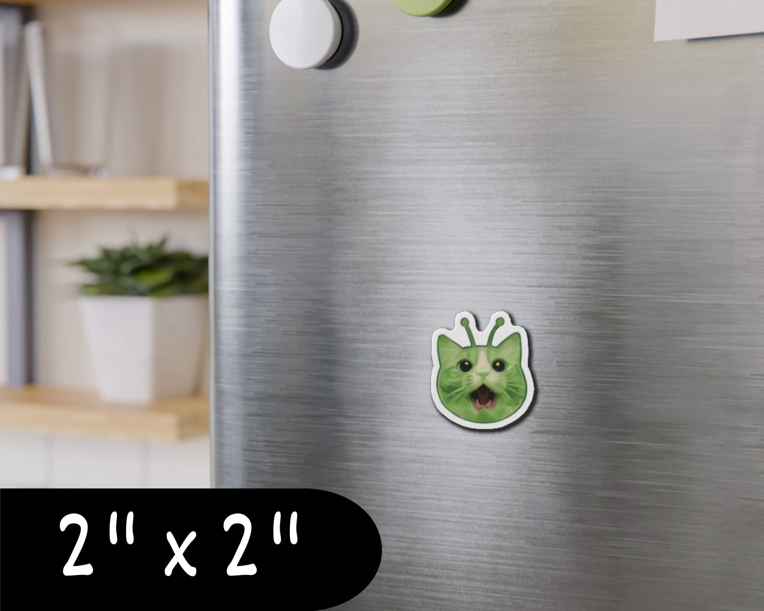 Glorp Alien Cat Magnet – Hand-Drawn Alien Kitty Die-Cut Magnet for Fridges, Lockers & More