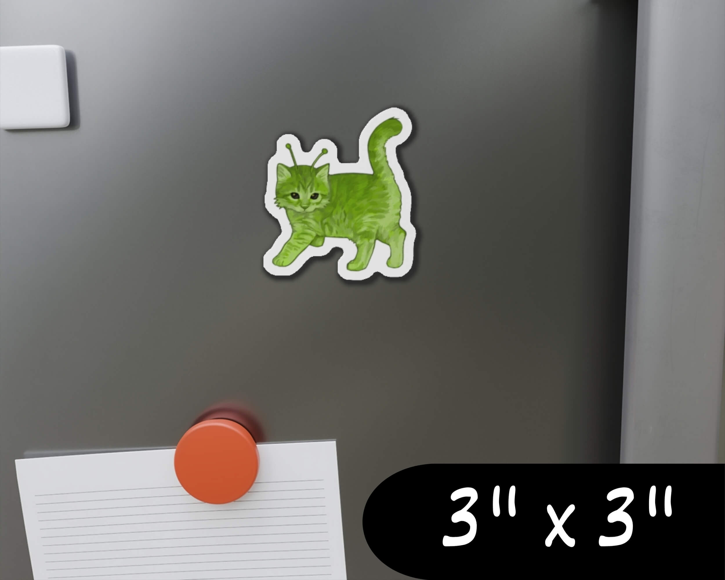 Glorp Kitten Magnet – Hand-Drawn Alien Kitten Die-Cut Magnet for Fridges, Lockers & More
