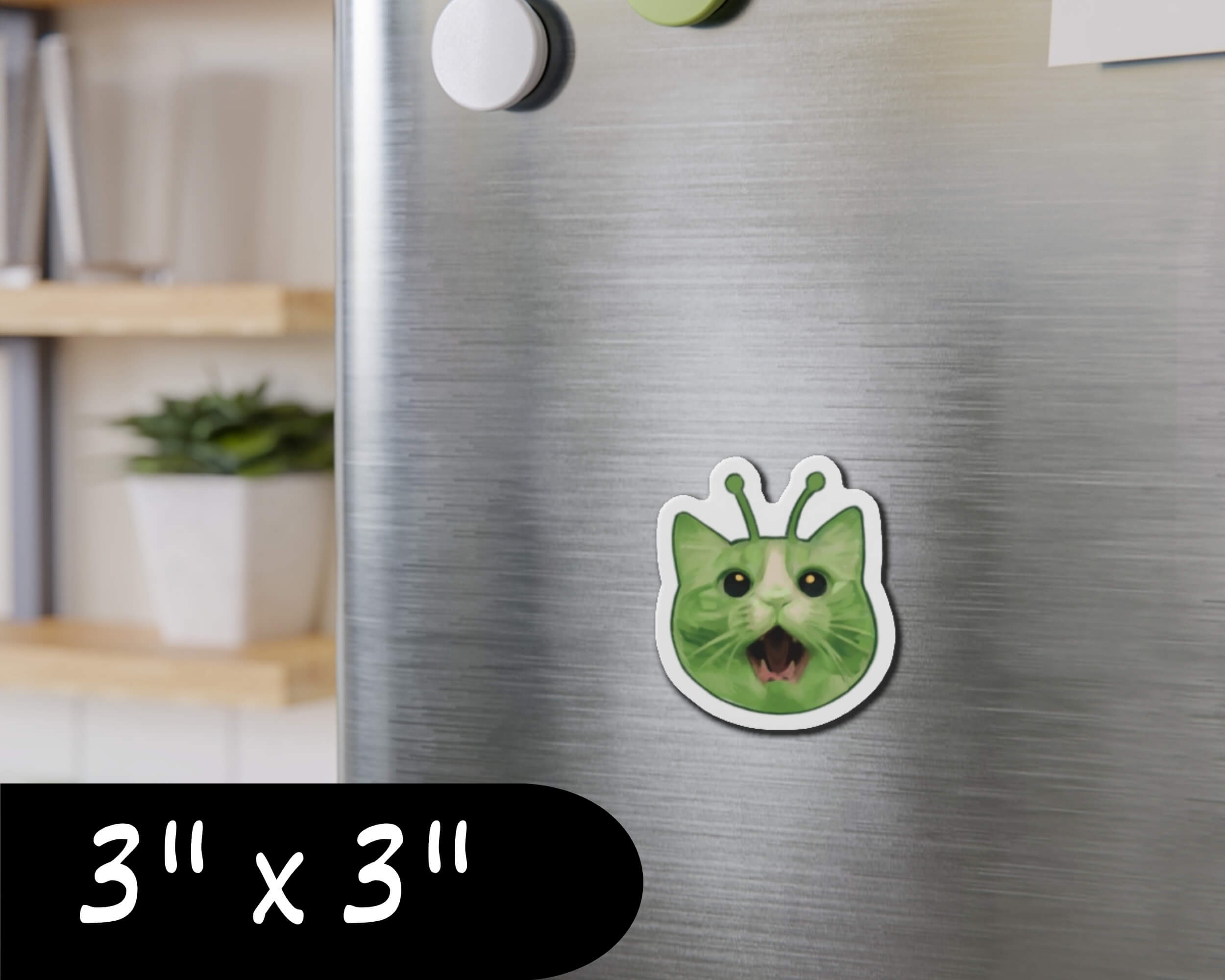 Glorp Alien Cat Magnet – Hand-Drawn Alien Kitty Die-Cut Magnet for Fridges, Lockers & More