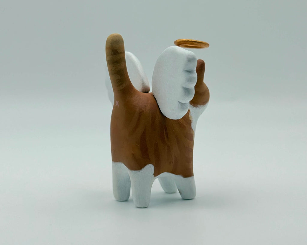 Custom Cat Angel Memorial Sculpture – Personalized Pet Tribute | Hand-Painted Clay Cat Keepsake