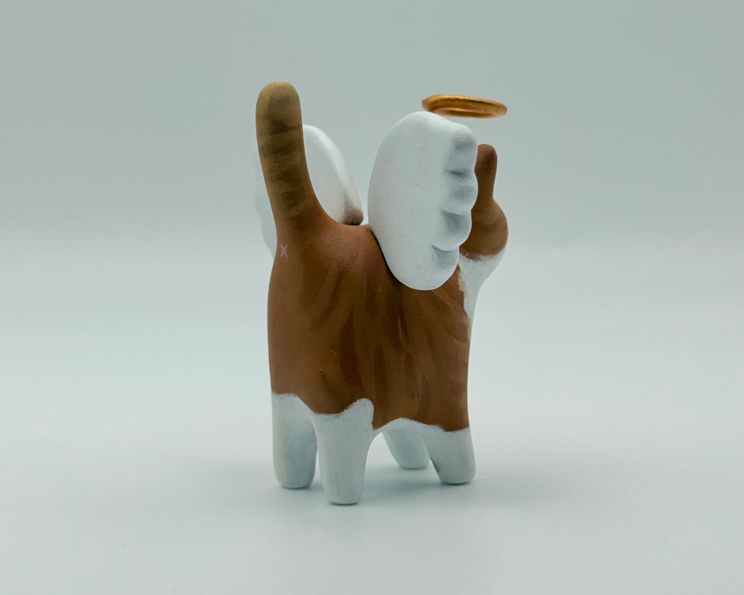 Custom Cat Angel Memorial Sculpture – Personalized Pet Tribute | Hand-Painted Clay Cat Keepsake