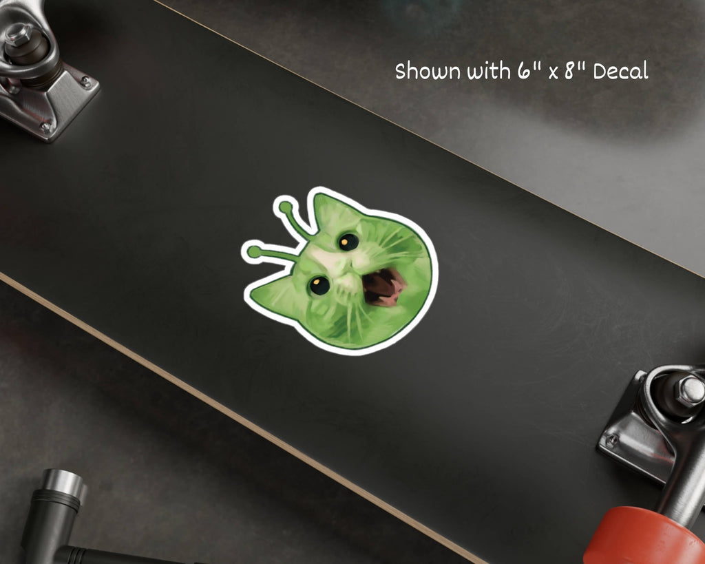 Glorp Alien Cat Vinyl Decal – Hand-Drawn Alien Kitty Sticker for Laptops, Water Bottles & More