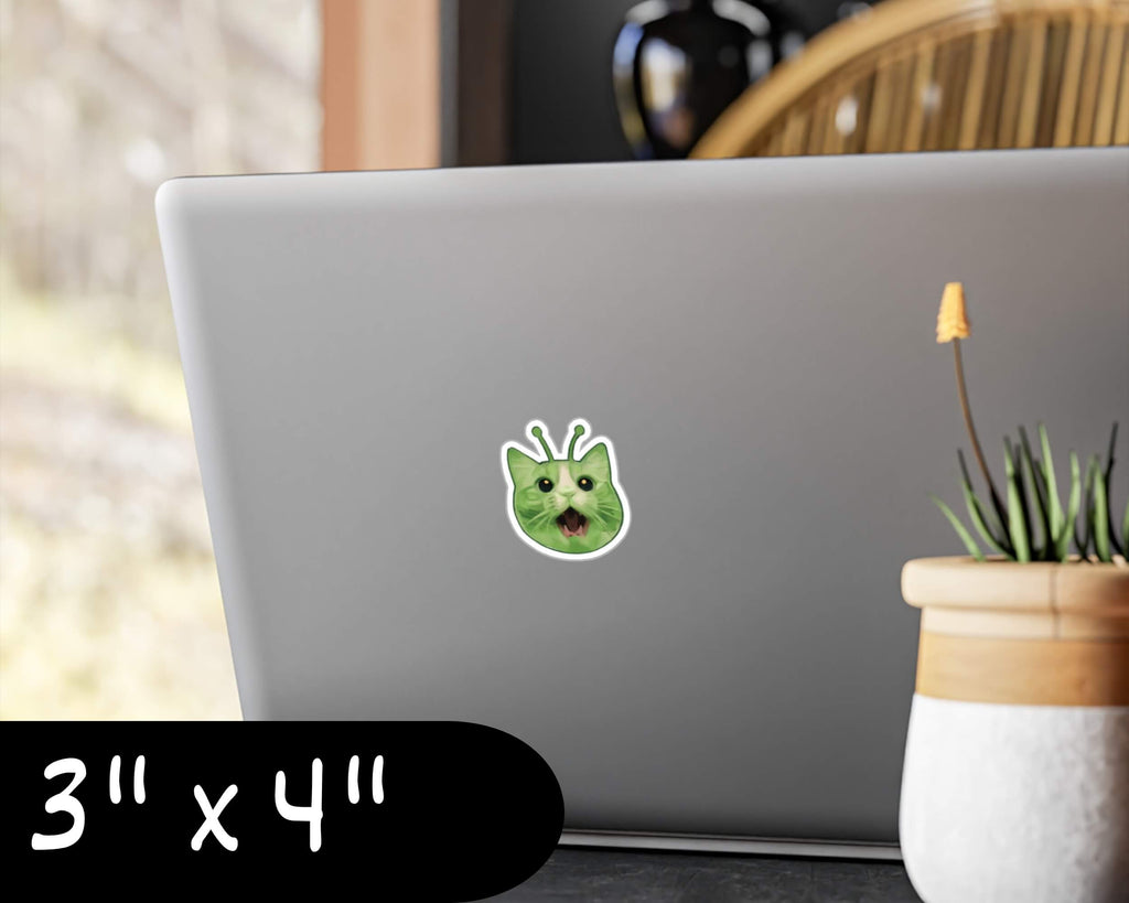 Glorp Alien Cat Vinyl Decal – Hand-Drawn Alien Kitty Sticker for Laptops, Water Bottles & More