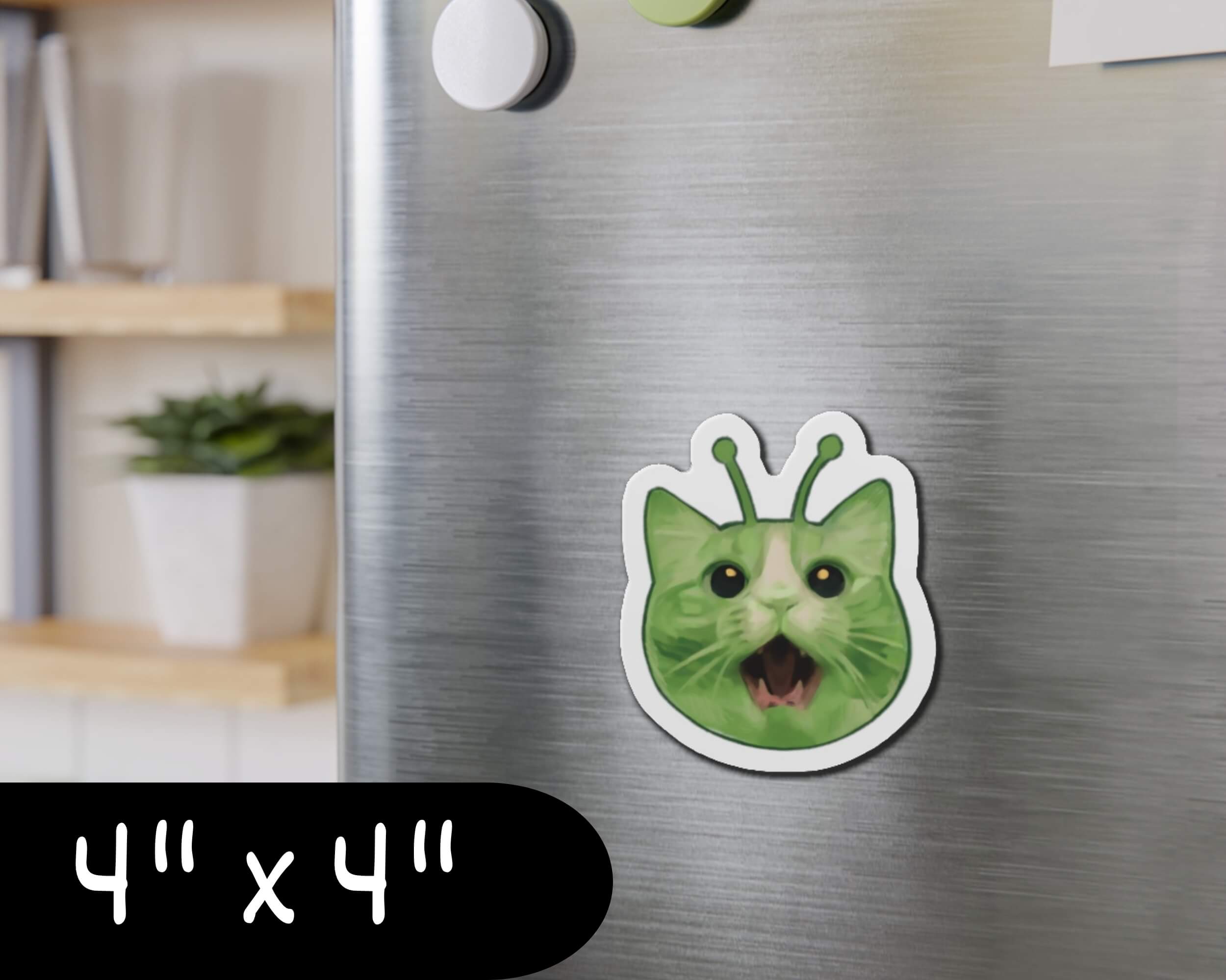 Glorp Alien Cat Magnet – Hand-Drawn Alien Kitty Die-Cut Magnet for Fridges, Lockers & More