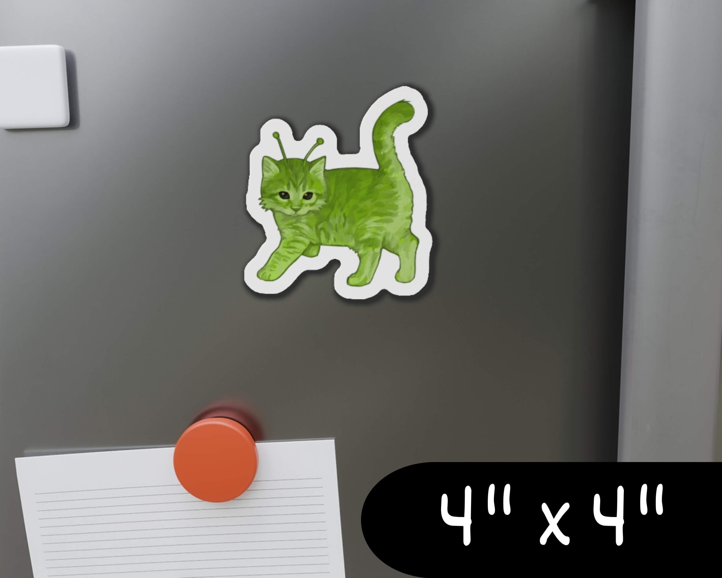 Glorp Kitten Magnet – Hand-Drawn Alien Kitten Die-Cut Magnet for Fridges, Lockers & More