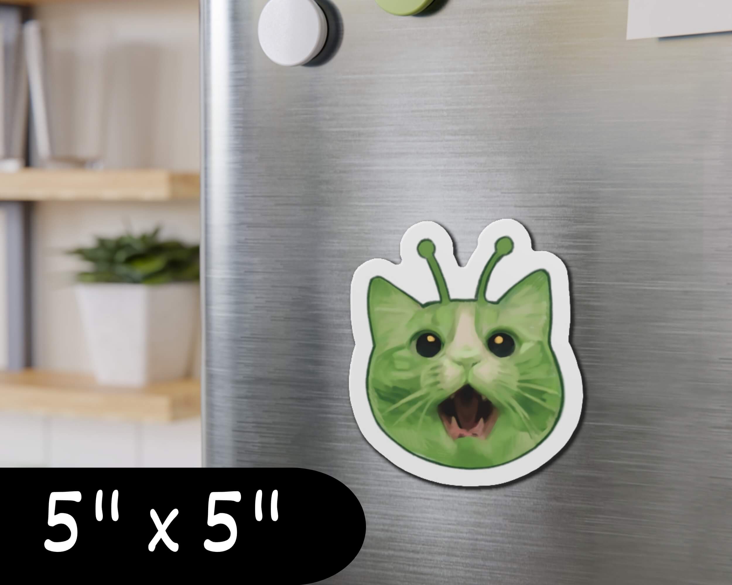 Glorp Alien Cat Magnet – Hand-Drawn Alien Kitty Die-Cut Magnet for Fridges, Lockers & More