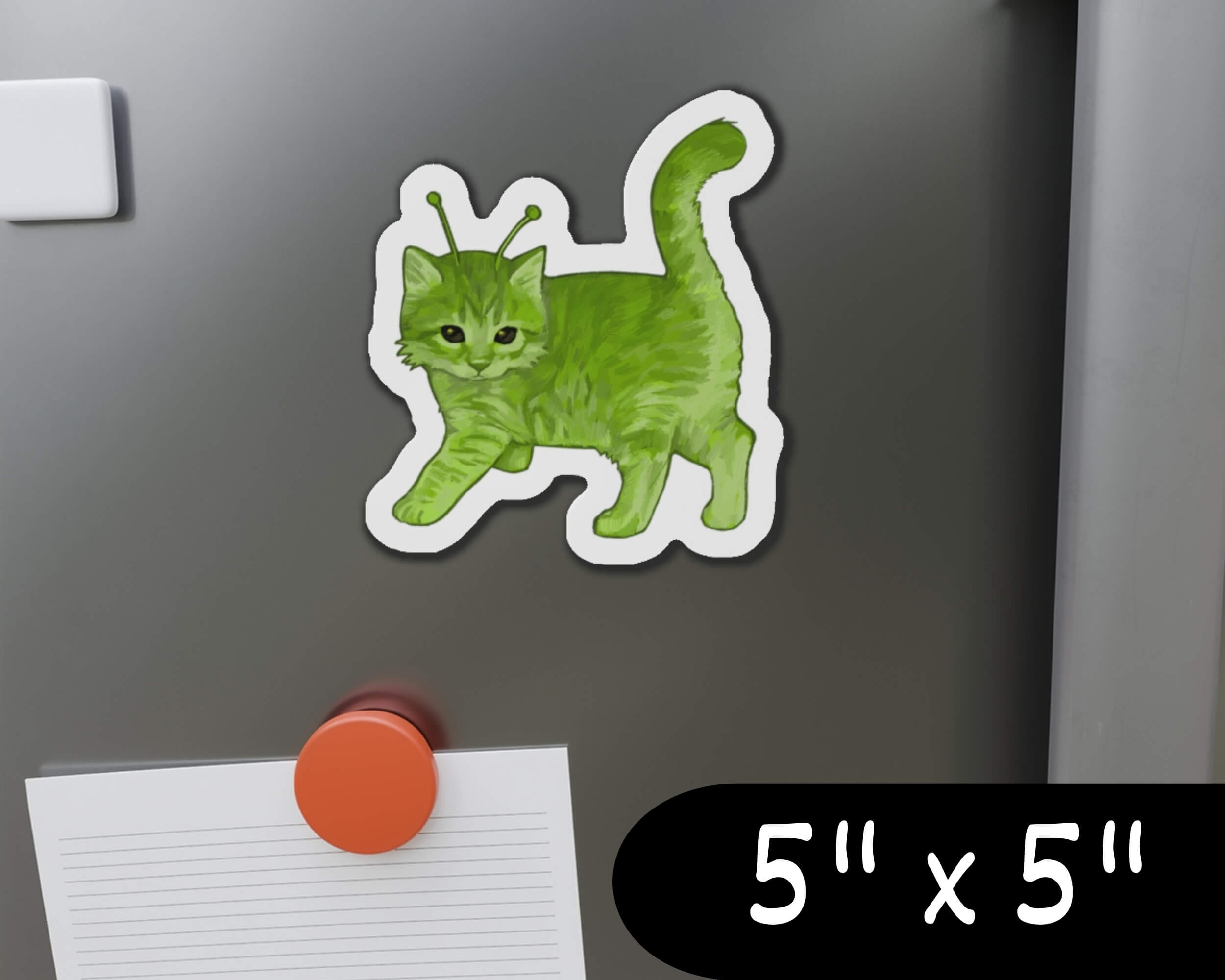 Glorp Kitten Magnet – Hand-Drawn Alien Kitten Die-Cut Magnet for Fridges, Lockers & More