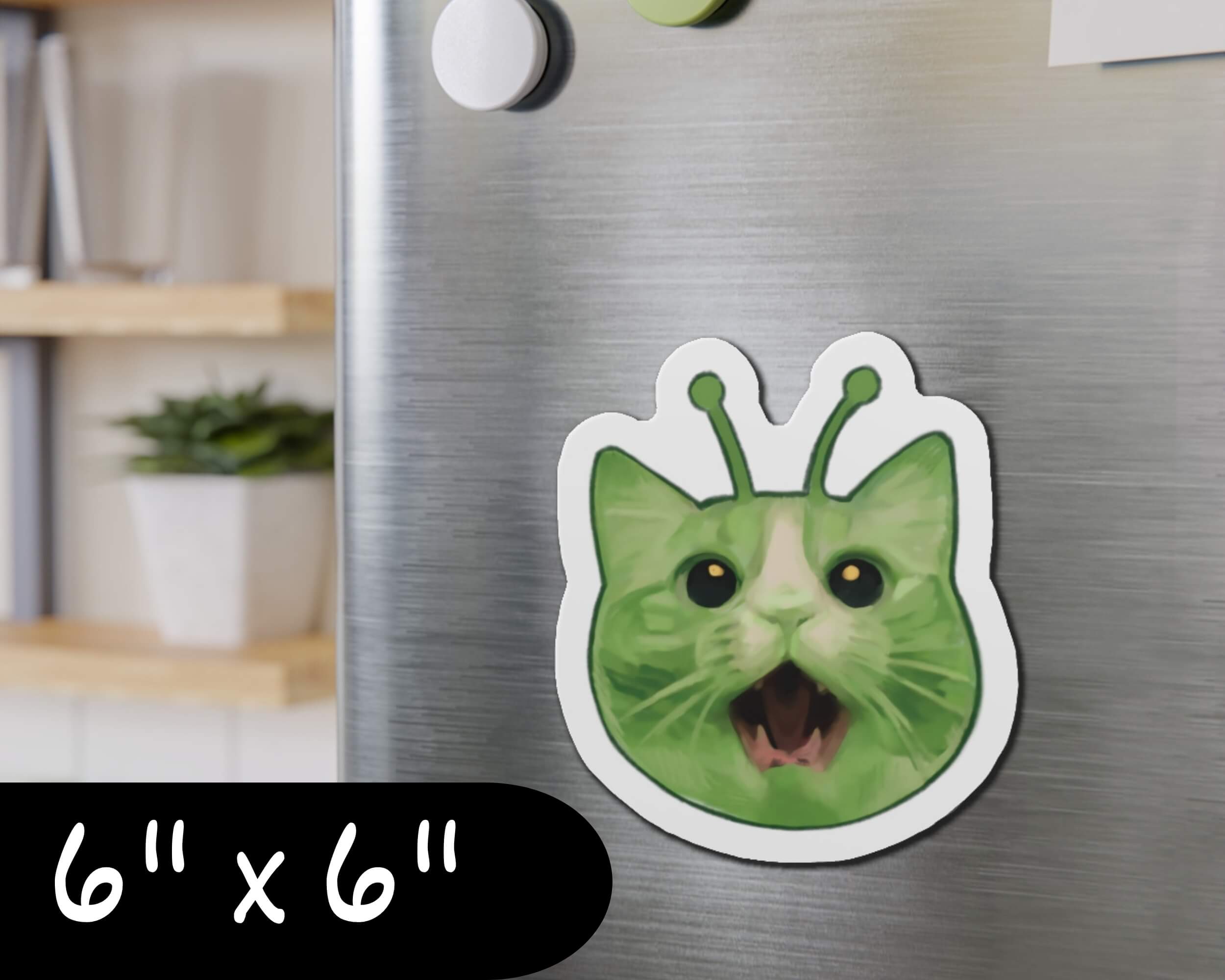 Glorp Alien Cat Magnet – Hand-Drawn Alien Kitty Die-Cut Magnet for Fridges, Lockers & More