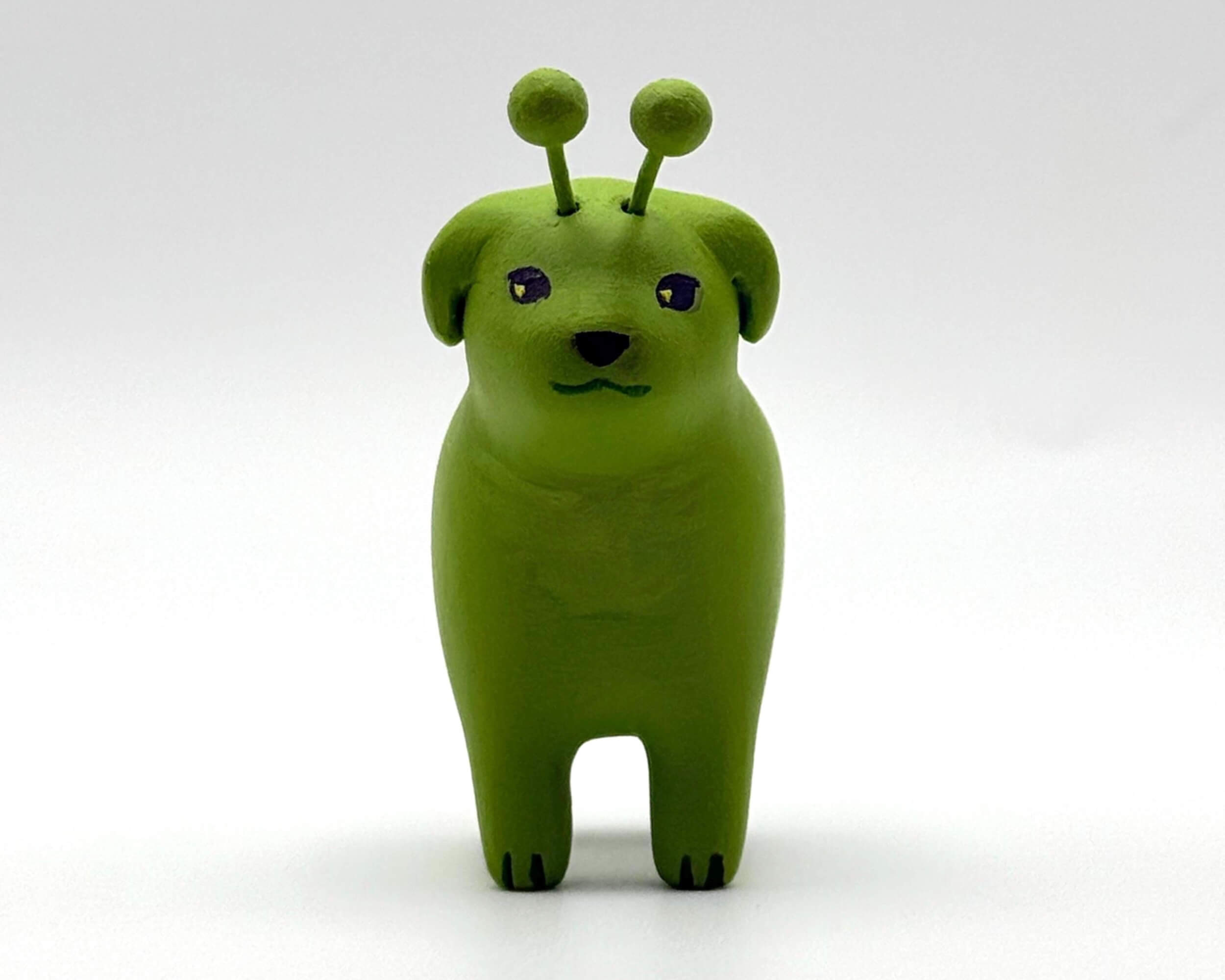 Handmade Alien Gog Dog Miniature – Polymer Clay Extraterrestrial Pet Figurine
