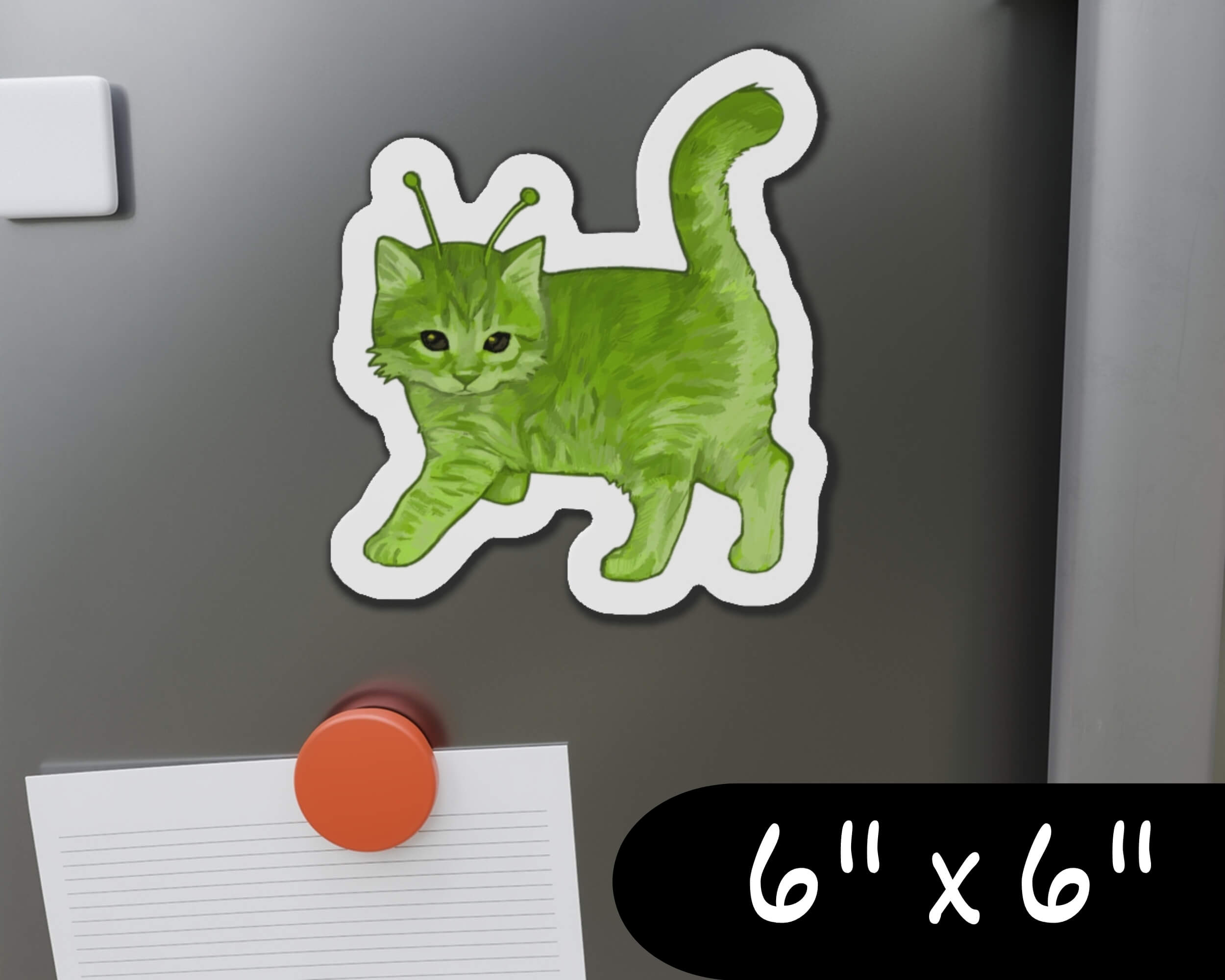 Glorp Kitten Magnet – Hand-Drawn Alien Kitten Die-Cut Magnet for Fridges, Lockers & More