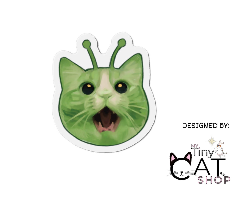 Glorp Alien Cat Magnet – Hand-Drawn Alien Kitty Die-Cut Magnet for Fridges, Lockers & More
