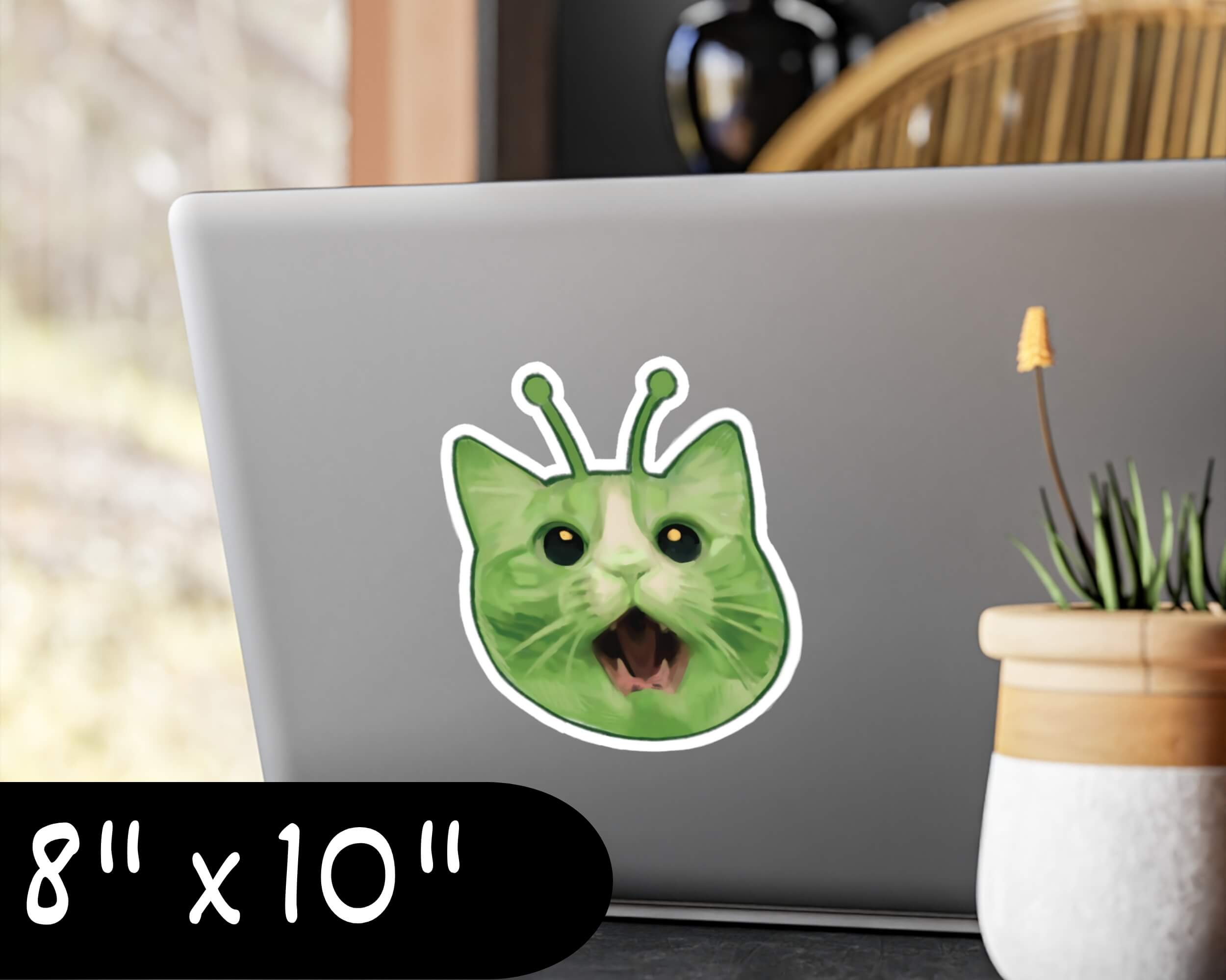 Glorp Alien Cat Vinyl Decal – Hand-Drawn Alien Kitty Sticker for Laptops, Water Bottles & More