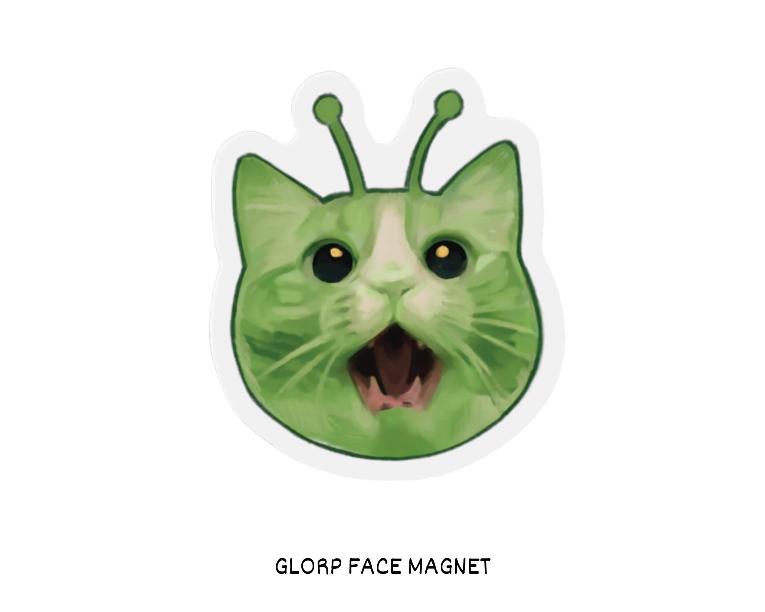 Glorp Alien Cat Magnet – Hand-Drawn Alien Kitty Die-Cut Magnet for Fridges, Lockers & More