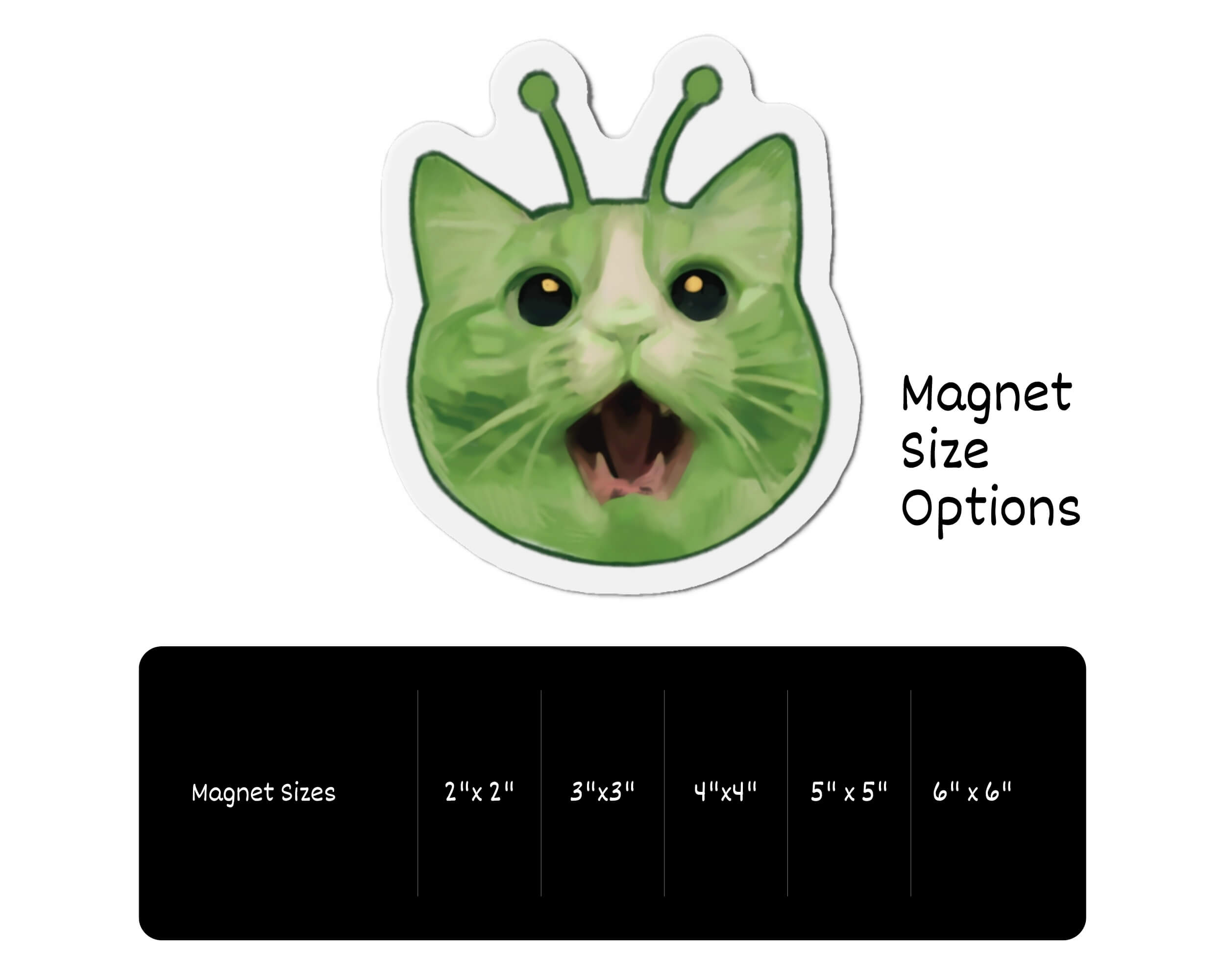 Glorp Alien Cat Magnet – Hand-Drawn Alien Kitty Die-Cut Magnet for Fridges, Lockers & More